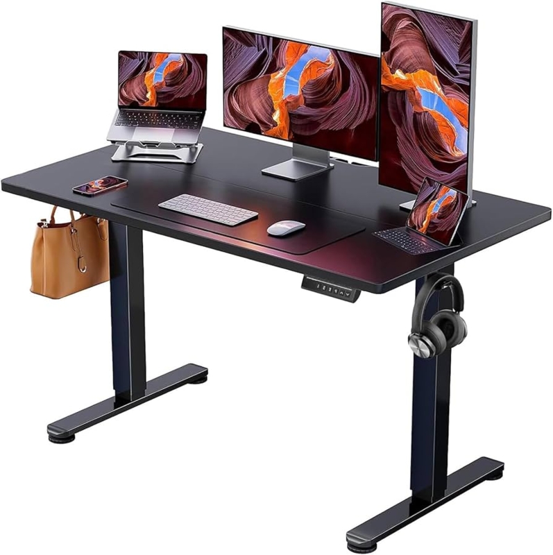 Standing Desk Matte Black Electric Memory Control Pad Minimalist Setup