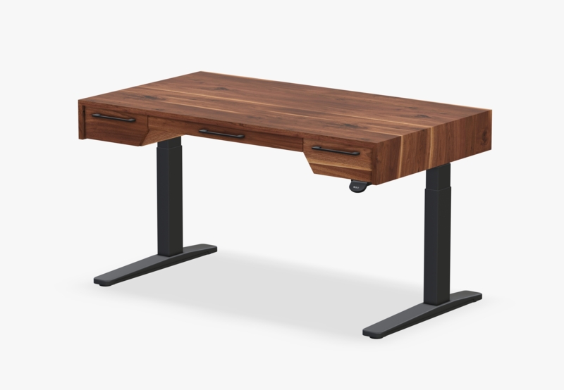 Standing Desk Metal Frame Wood Grain Top Telescoping Legs Sturdy