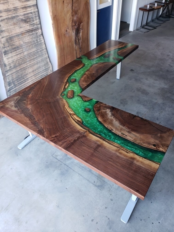 Standing Desk Motorized Adjustment T-frame Live Edge
