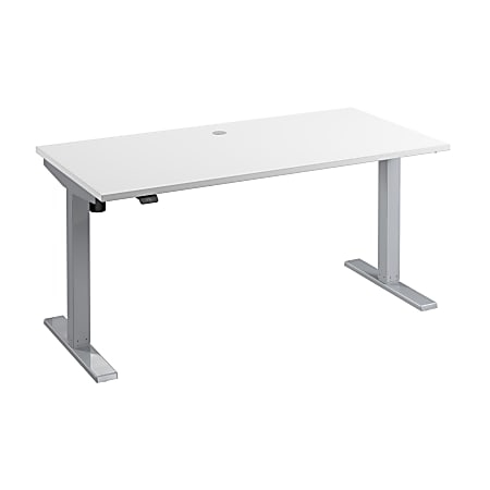 Standing Desk White and Metallic Finish T-Shaped Legs Electric