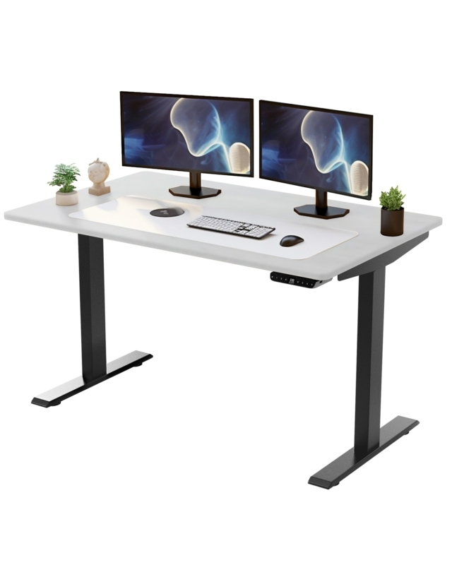Standing Desk White T-Frame Walnut Top Home Office Setup