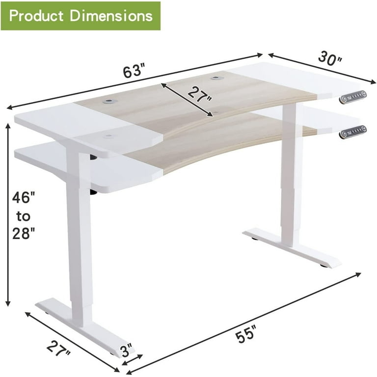Standing Desk with All-White Finish and Dual Motor