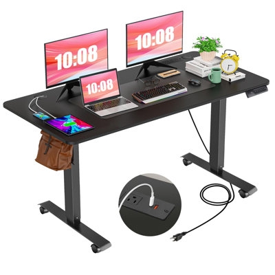 Standing Desk with Electric Height Adjustment and Ports, Mobile Office