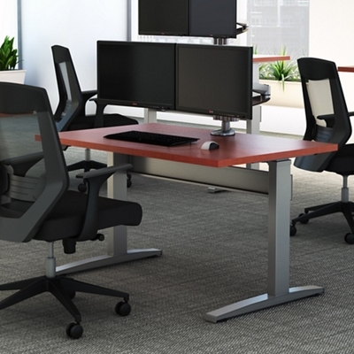 Standing Desk with Electric Height Adjustment and T-Leg Base