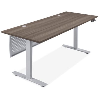 Standing Desk with Gray Top and Industrial T-Leg Base
