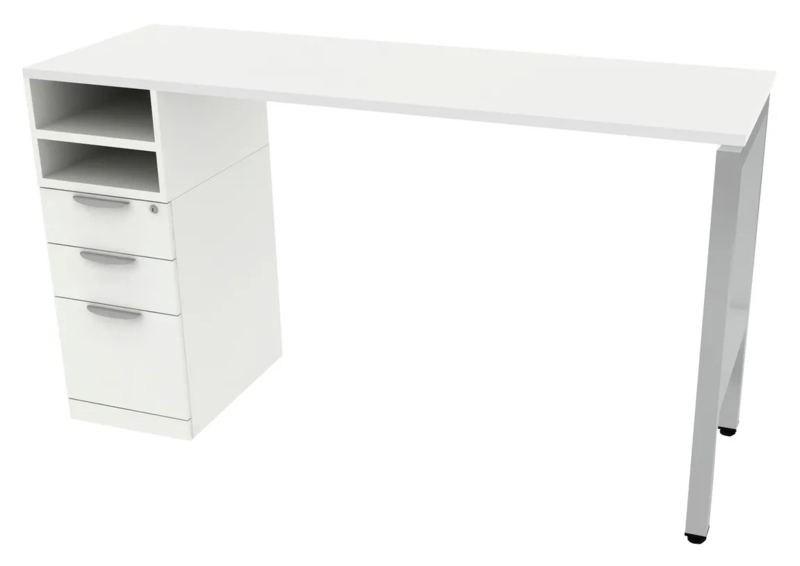 Standing Desk with Under Desk Drawers and White Metal Legs