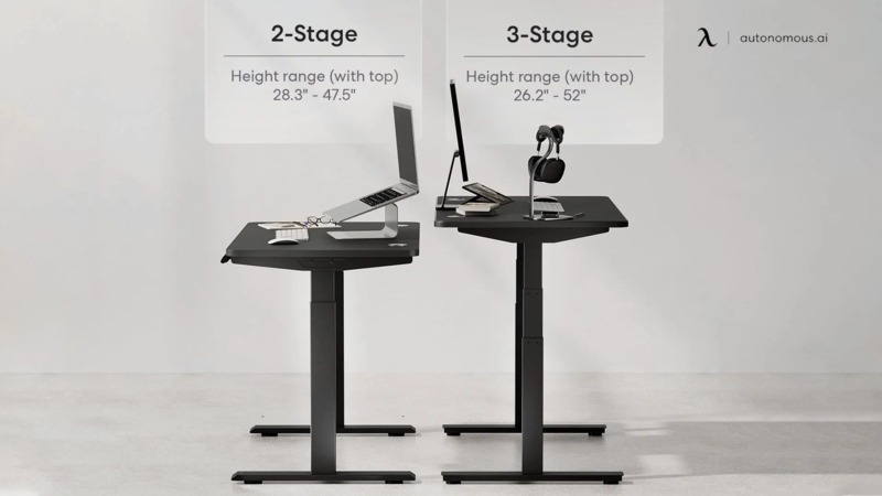 Standing Desk with White Finish and Wood Monitor Stand