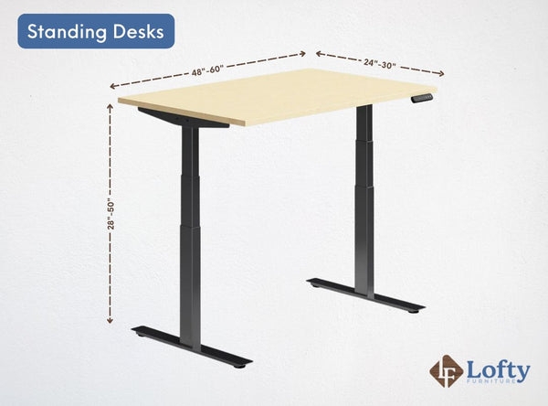 Standing Desk with Wood-Toned Top and Height-Adjustable Frame