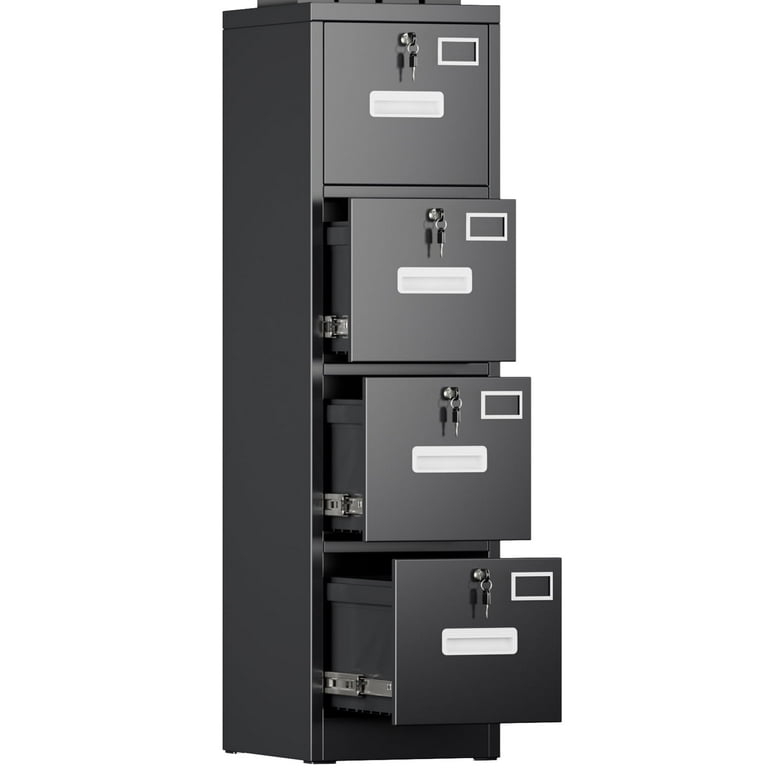 Steel Filing Cabinet Black Four Drawer Locking