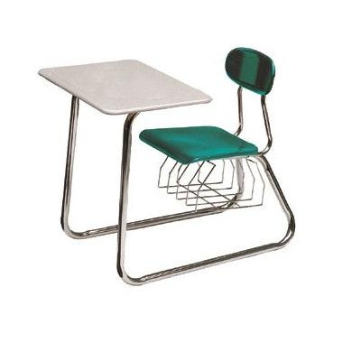 Student Combo Desk Double Entry Sled Base Navy Blue Integrated Bookrack