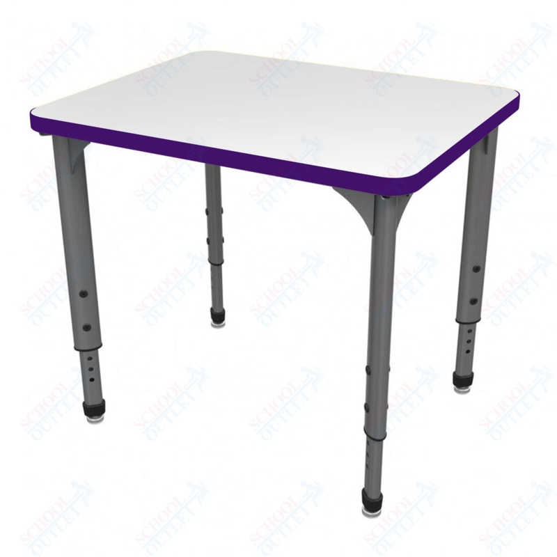 Student Desk C-Leg Design White Dry Erase Adjustable Height