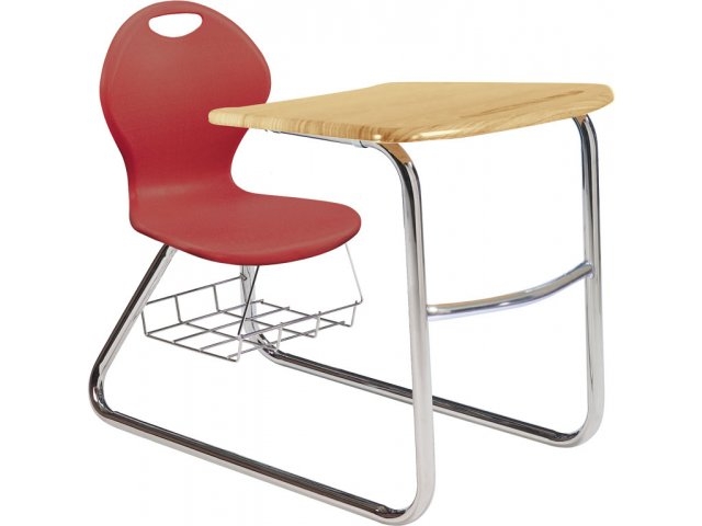 Student Desk Chair Combo Sled Base Tablet Arm Blue Shell Seat Chrome