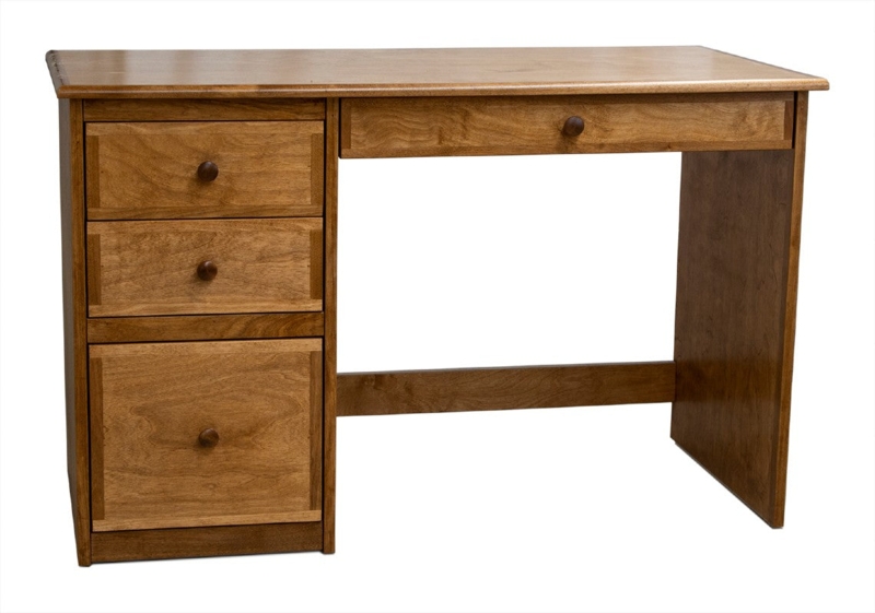 Student Writing Desk Light Wood with Cutout Pulls and Three Drawers