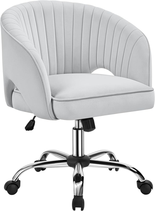Swivel Chair with Diamond-Tufted Back in Velvet Fabric