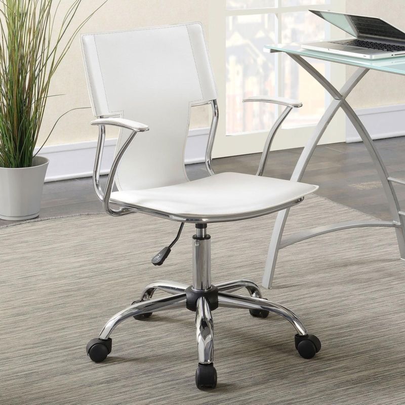 Swivel Office Chair Diamond Tufting Barrel Back Polished Chrome