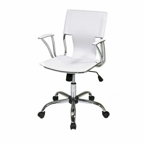 Swivel Office Chair with Perforated Back, Silver Metallic Frame, Industrial