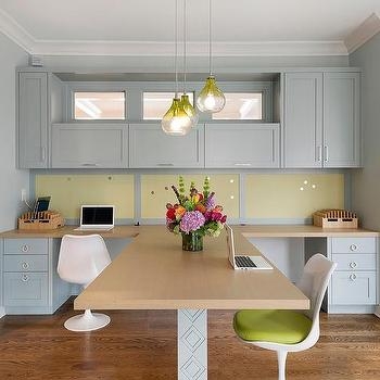 T-Shaped Desk Scandinavian Style Shared Workspace, Splayed Legs