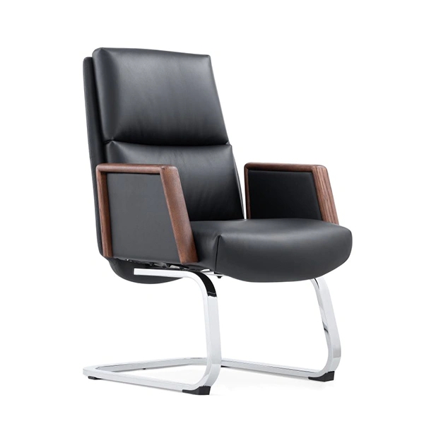 Tan Office Chair Bucket Seat Black Metal Legs Fixed Base Leather Like