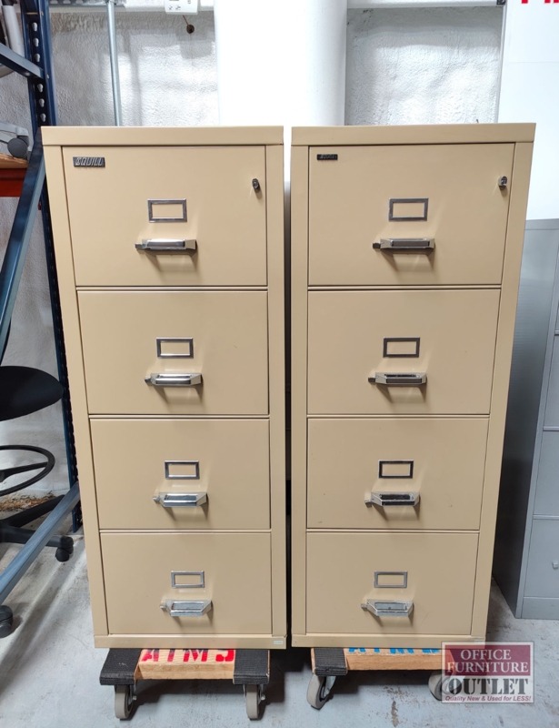 Tan Vertical File Cabinet, Heavy-Duty 4-Drawer Metal Office Storage Solution with Lock