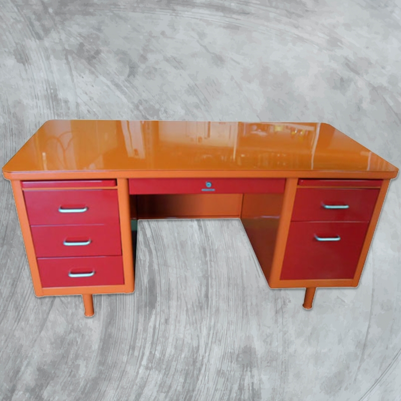 Tanker Desk Vintage Brushed Steel Office Furniture Double Pedestal