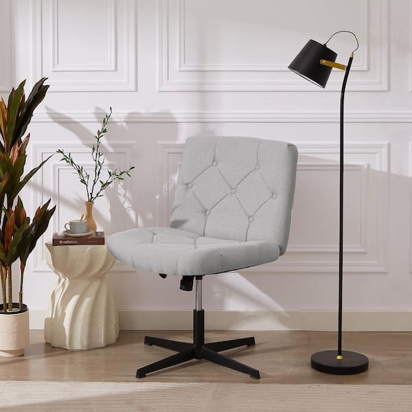 Task Chair Armless Adjustable Height Swivel Gray Woven Fabric