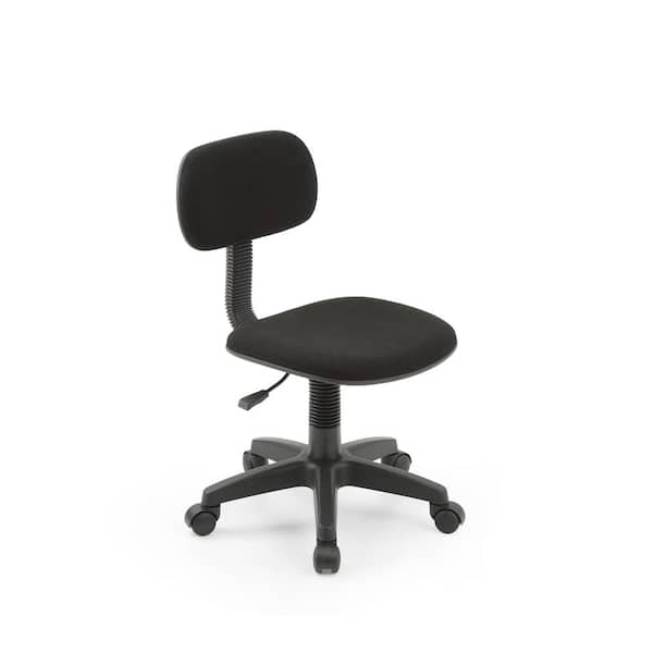 Task Chair Armless Black Fabric Swivel Base for Small Space