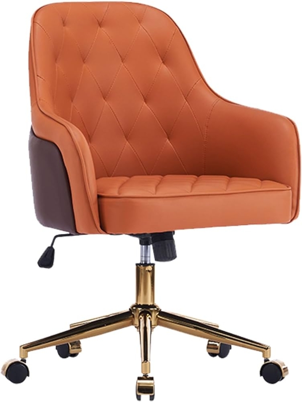 Task Chair Cognac Channel Tufted Chrome Base Swivel Modern