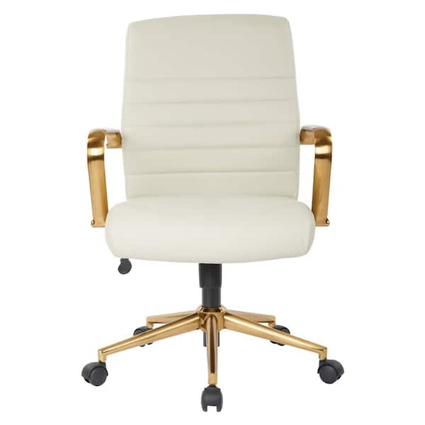 Task Chair Cream Padded Arms Adjustable Height Professional