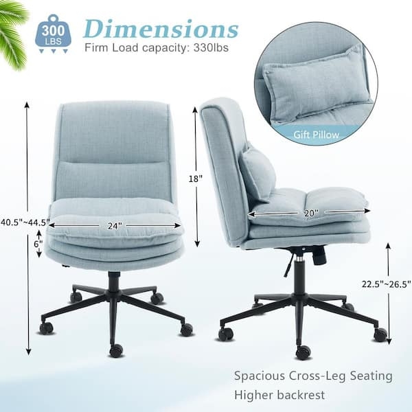 Task Chair Diamond Quilted Back Armless Silhouette Light Blue Polished