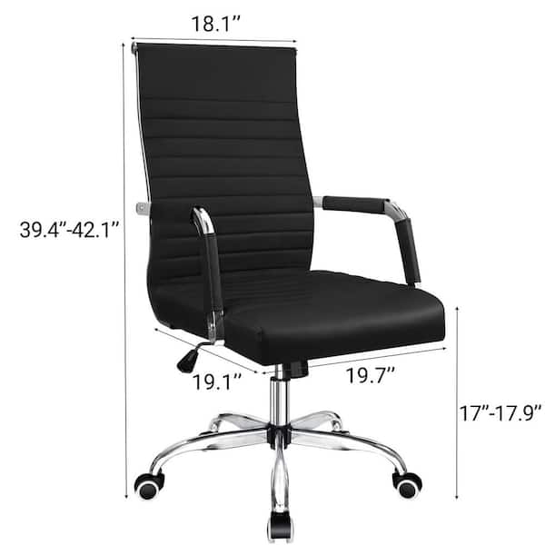 Task Chair Fixed Arms Ribbed Backrest Polished Chrome Sleek Base