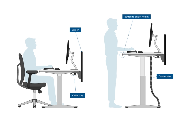 Task Chair Gray Fabric Upholstery with Adjustable Arms