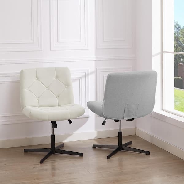Task Chair Gray Fabric Wide Padded Seat No Wheels
