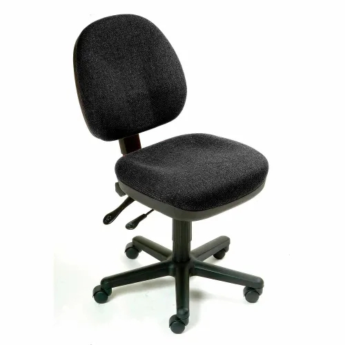 Task Chair Matte Black Fabric Armless Utilitarian Small Space Seating