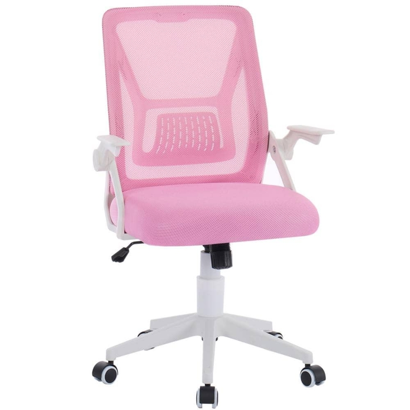 Task Chair Mesh White Frame Ergonomic Design Adjustable Arms