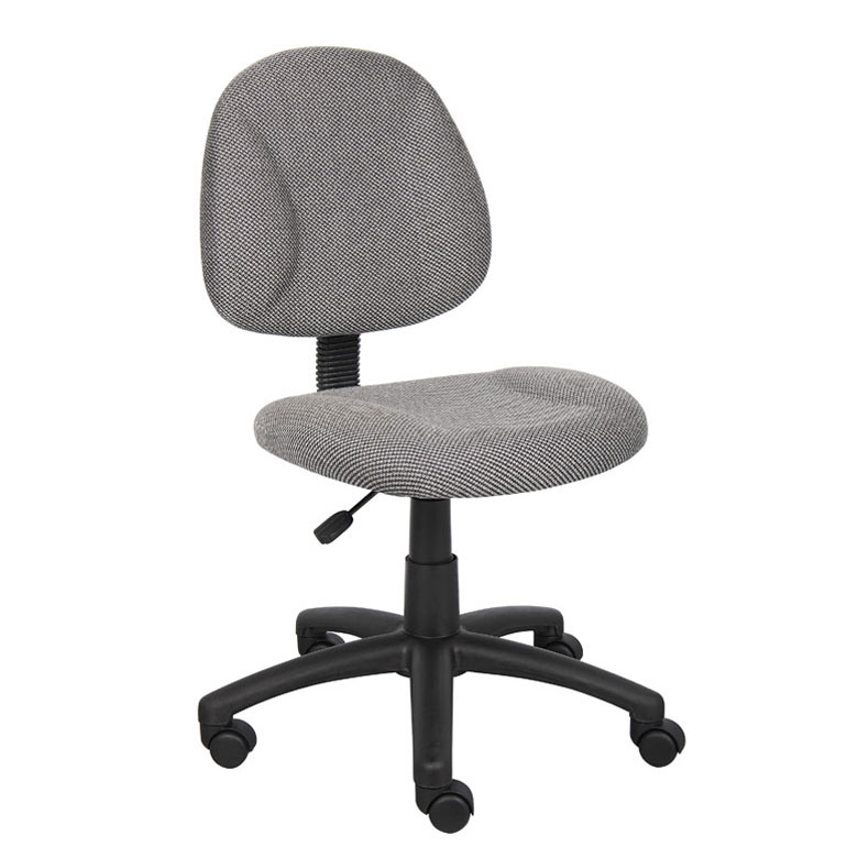 Task Chair Textured Grey Fabric Compact Form Contoured Backrest