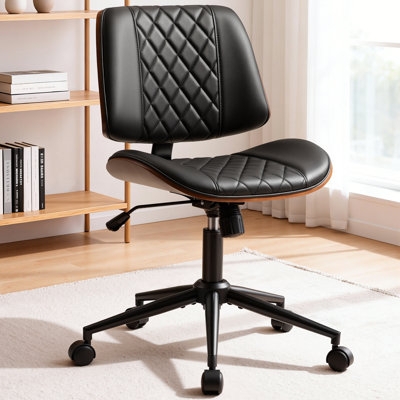 Teal Ribbed Desk Chair with Matte White Swivel Base