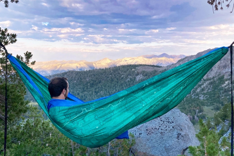 Topographic Print Hammock, Lightweight Adventure Gear for Forest