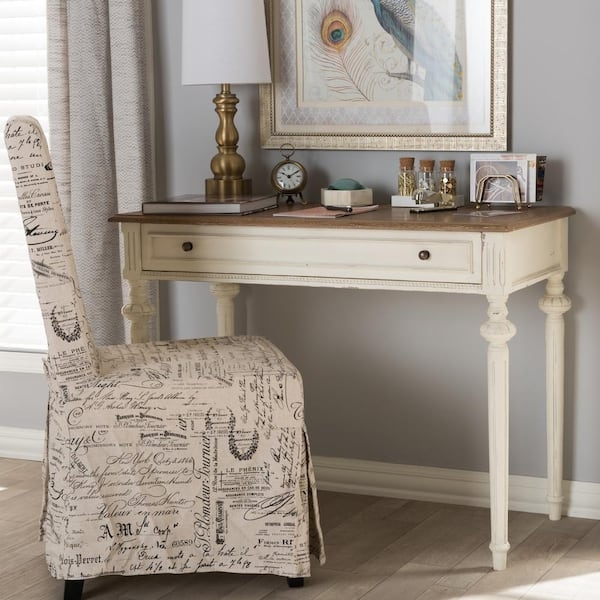 Traditional Dark Brown Writing Desk with Turned Legs and Single Drawer