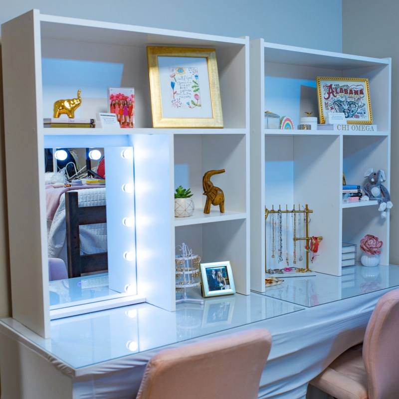 Traditional Desk Hutch Organizer with Decorative Arched Top