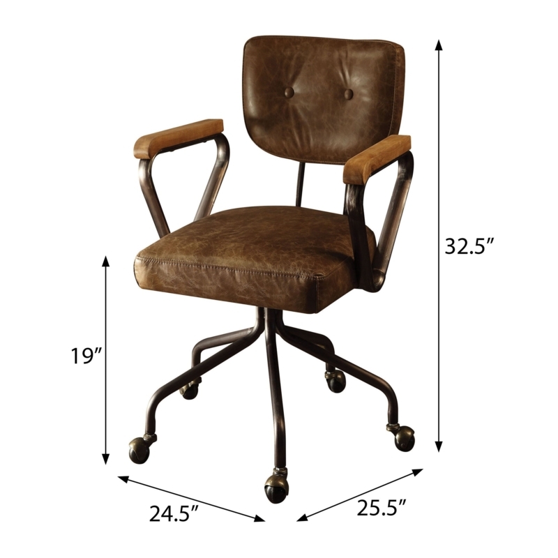 Traditional Executive Chair Whiskey Brown Tufted Nailhead Trim