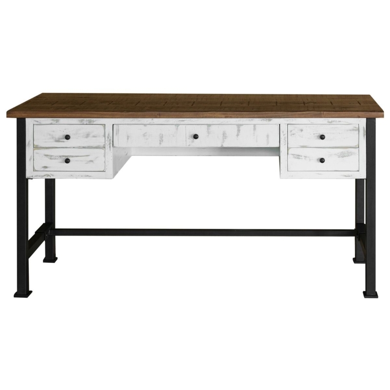 Traditional White Writing Desk with Two-Tone Finish