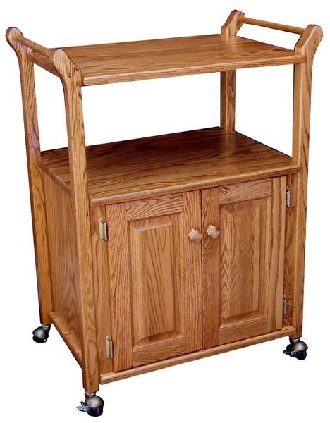 Traditional Wooden Serving Cart with Utility Drawer and Gallery Rails