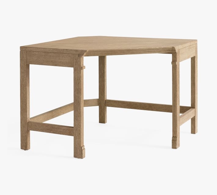 Transitional Modular Corner Desk in Grey Wood with Tapered Legs