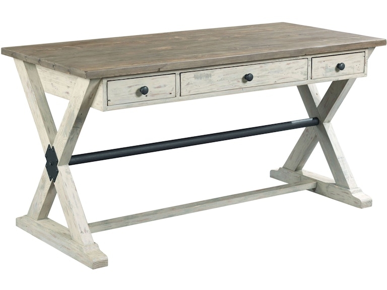 Trestle Desk with Sawhorse Legs and Cross Brace Detail