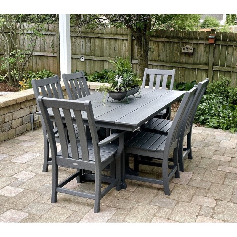 Trestle Outdoor Dining Set: 7-Piece Light Gray Modern Farmhouse