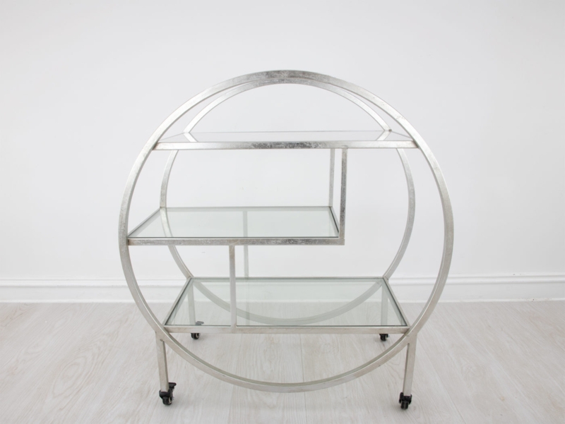 Tubular Frame Bar Cart with Round Silhouette and Silver Finish