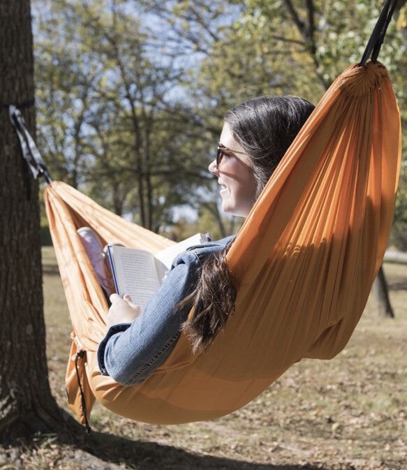 Turmeric Yellow Portable Camping Hammock with Integrated Pouch