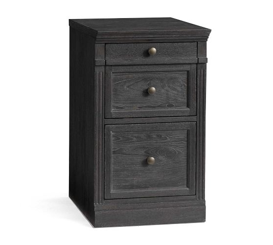 Two-drawer File Cabinet Black Label Pulls Swivel Casters Industrial