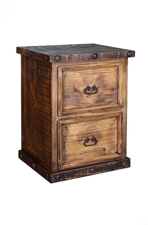 Two Drawer Plank Wood Organizer, Warm Farmhouse Style Cabinet