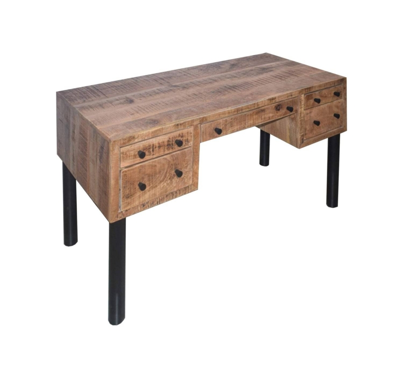 Two-Tier Writing Desk with Raised Monitor Shelf